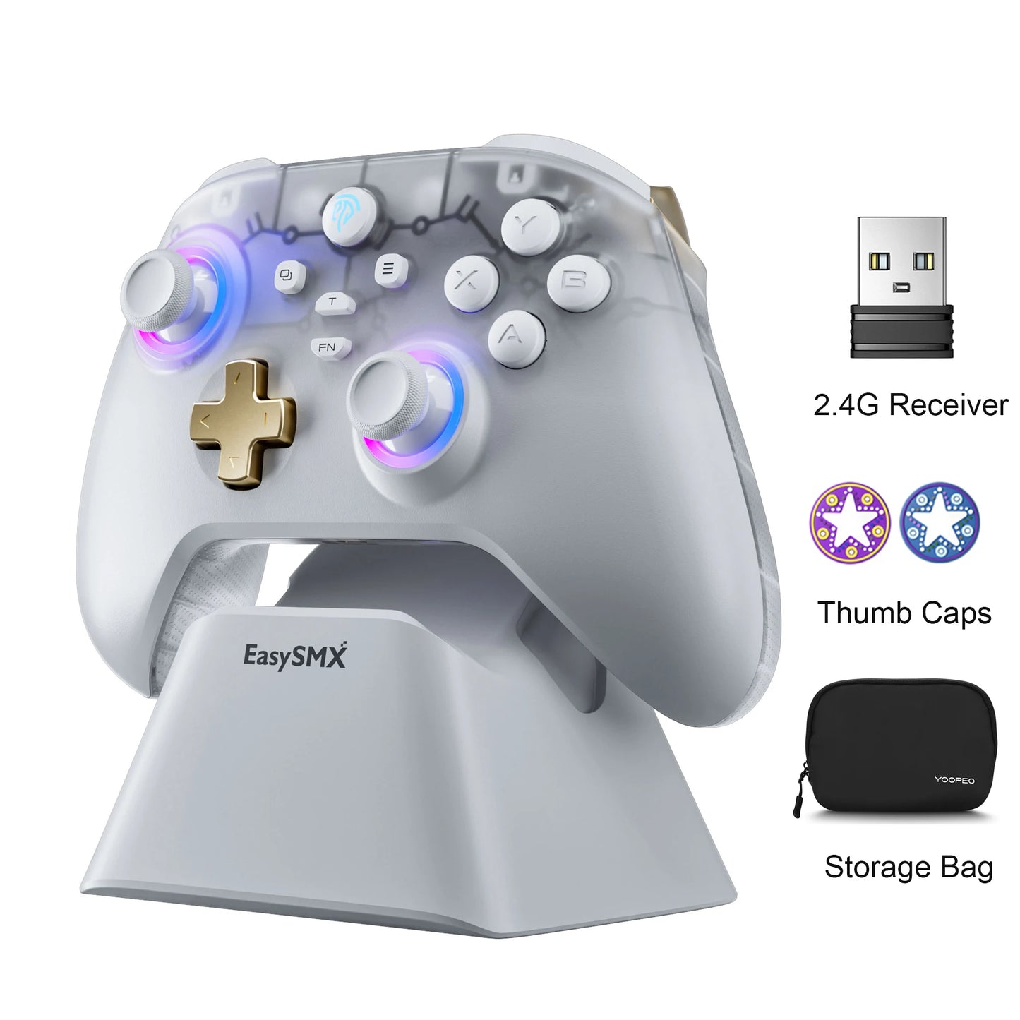 EasySMX D05 Wireless Gamepad – RGB Hall Effect Controller with Charging Dock | Switch, PC & Android Compatible