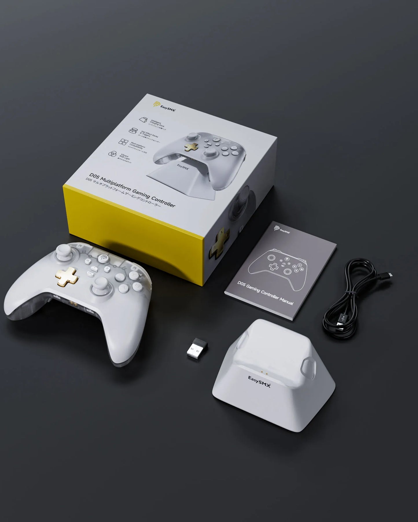 EasySMX D05 Wireless Gamepad – RGB Hall Effect Controller with Charging Dock | Switch, PC & Android Compatible