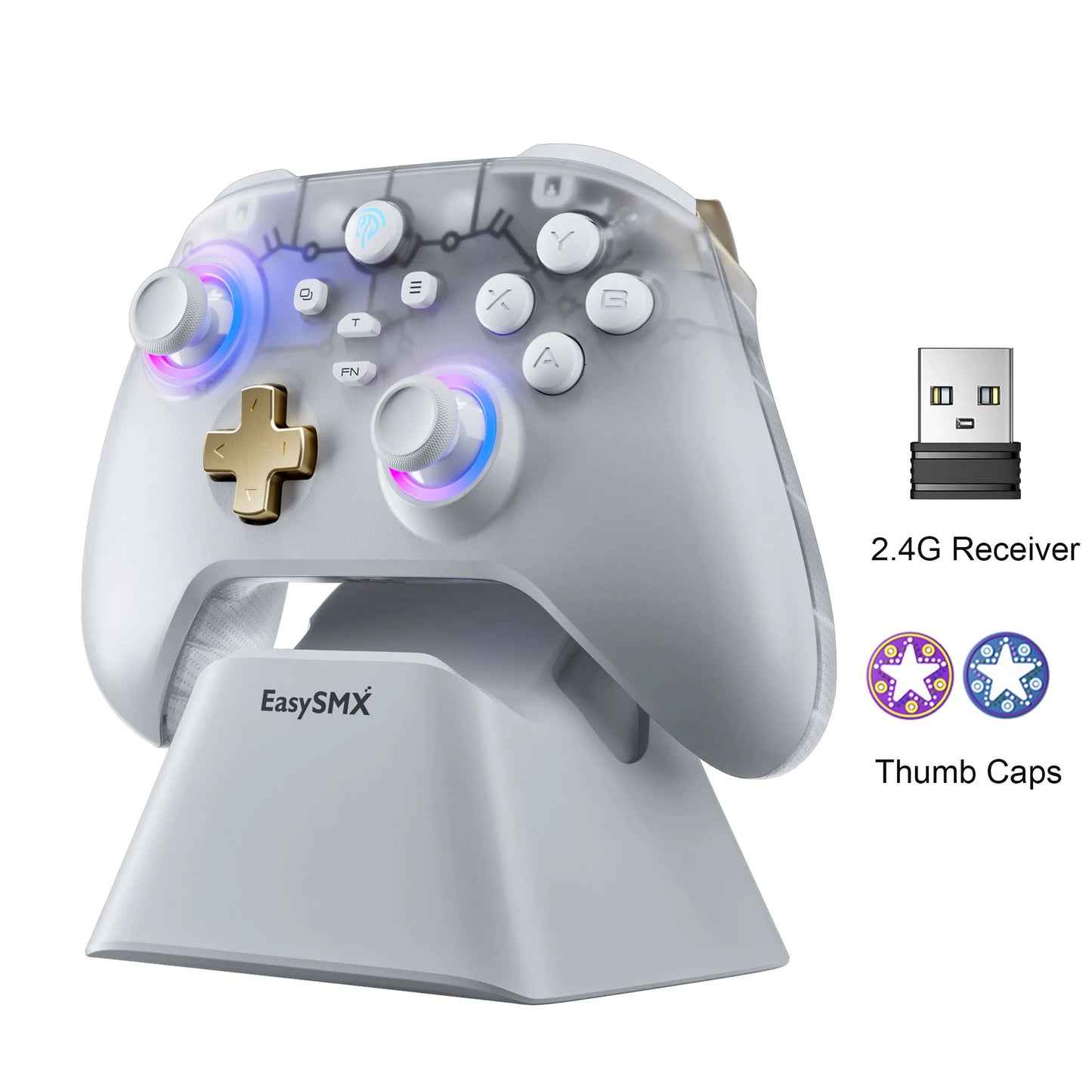 EasySMX D05 Wireless Gamepad – RGB Hall Effect Controller with Charging Dock | Switch, PC & Android Compatible